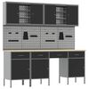 vidaXL Werkbank 10 Stk. Schwarz und Grau Ingenieure Holz und Stahl