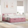 vidaXL Ottoman-Bett mit Matratzen & LEDs Rosa 160x200 cm Samt