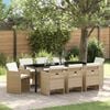 vidaXL Garten Essgruppe mit Kissen 9 pcs Beige Poly-Rattan