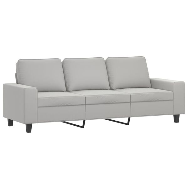 vidaXL 3-Sitzer-Sofa mit Hocker Hellgrau 180 cm Mikrofasergewebe