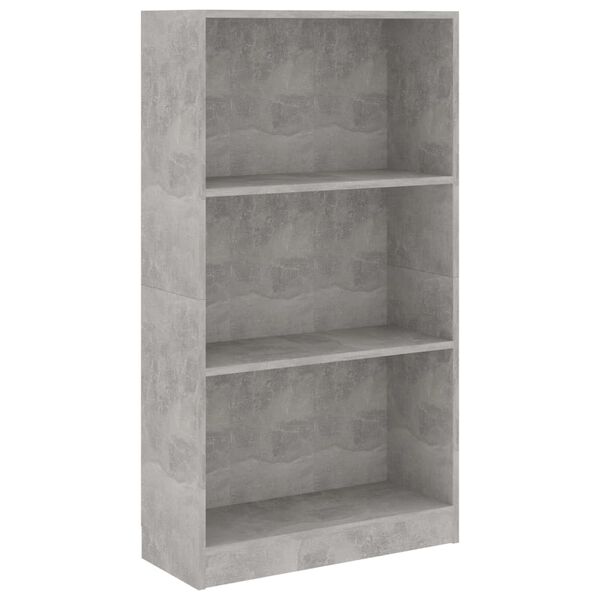 vidaXL Bücherregal 3 Fächer Betongrau 60x24x109 cm Holzwerkstoff