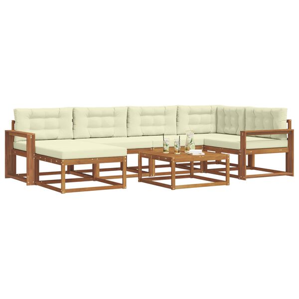 vidaXL Outdoor-Sofagarnitur mit Kissen 7 pcs Natur und Creme