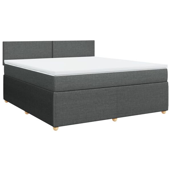 vidaXL Boxspringbett mit Matratze Dunkelgrau 180x200 cm Stoff