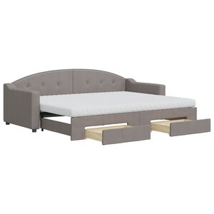 vidaXL Tagesbett Ausziehbar mit Schubladen Taupe 80x200 cm Stoff