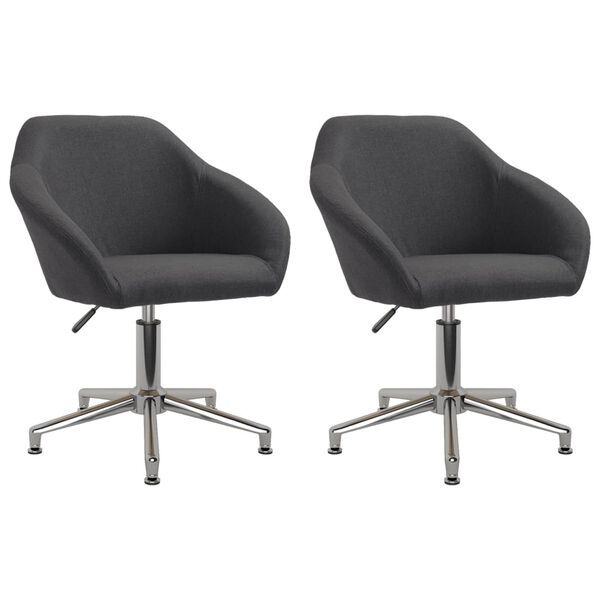 vidaXL Esszimmerst&uuml;hle 2 Stk. Drehbar Dunkelgrau Stoff