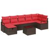 vidaXL Sofa Set mit Kissen mit Speicher Braun und Rot Poly-Rattan