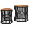 vidaXL Garten-Beistelltische 2 Stk. mit Holzplatte Schwarz Poly Rattan