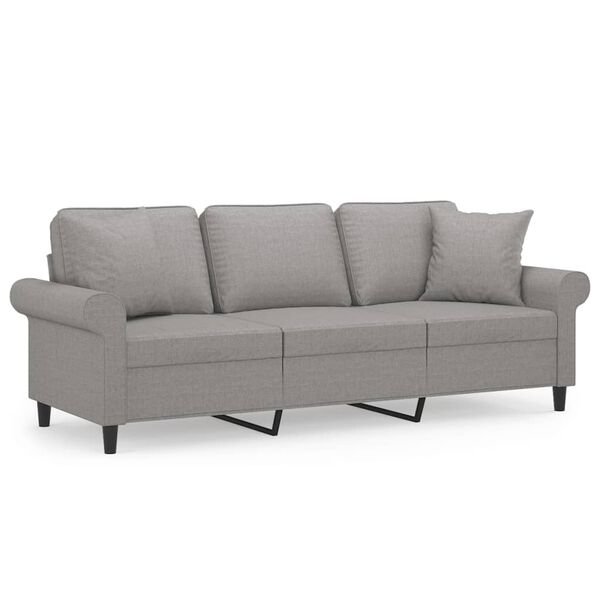 vidaXL 3-Sitzer-Sofa mit Kissen Hellgrau 180 cm Stoff