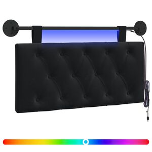 vidaXL H&auml;ngendes Kopfteil Mit LED Licht Schwarz Samt