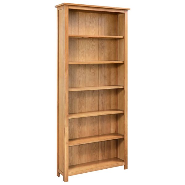 vidaXL Bücherregal 6 Fächer 80×22,5×170 cm Massivholz Eiche