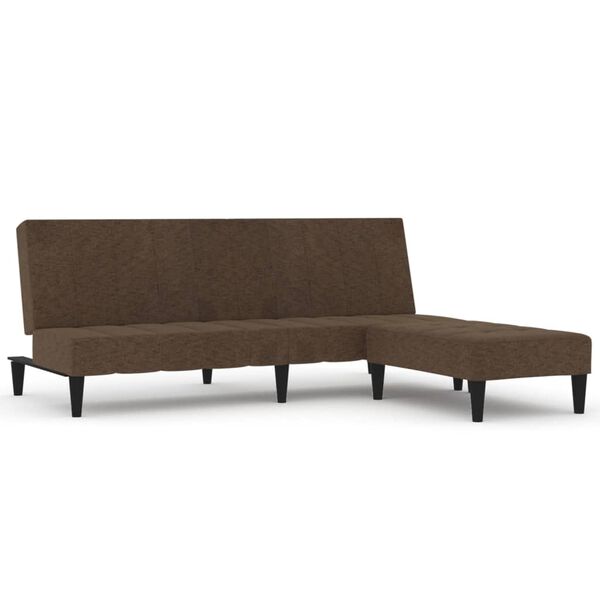 vidaXL Schlafsofa 2-Sitzer mit Hocker Braun Mikrofasergewebe