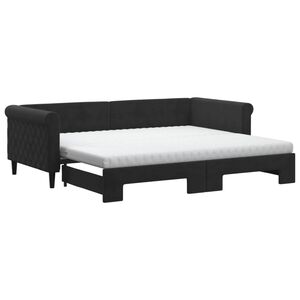 vidaXL Tagesbett Ausziehbar mit Matratzen Schwarz 90x200 cm Samt
