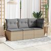 vidaXL Gartensofa mit Kissen 3-Sitzer Beige Poly Rattan