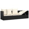 vidaXL Outdoor-Loungebett mit Kissen Schwarz Poly Rattan