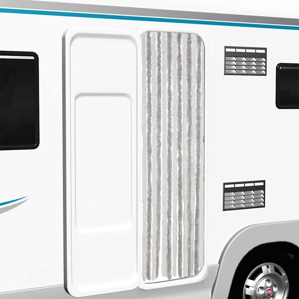 vidaXL Fliegenvorhang Hellgrau und Weiß 56x200 cm Chenille