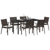 vidaXL Garten Essgruppe 7 pcs Braun und Schwarz PE-Rattan
