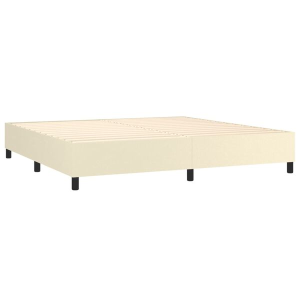 vidaXL Boxspringbett mit Matratze Creme 200x200 cm Kunstleder