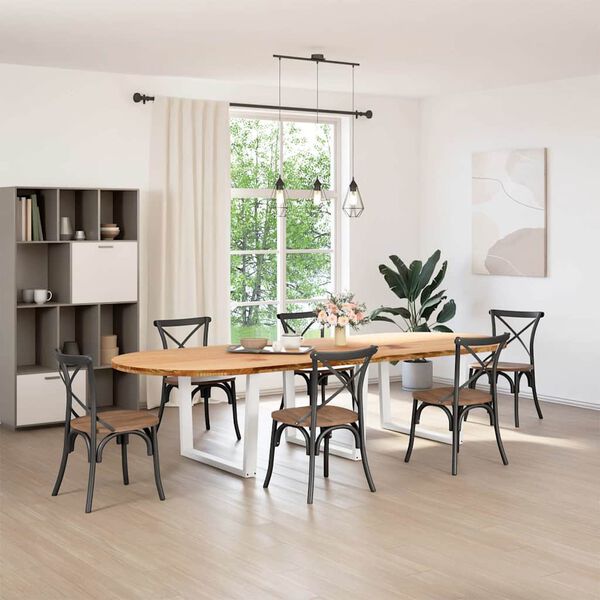 vidaXL Esstisch Hellbraun 320x120x74 cm Massivholz Eiche Oval