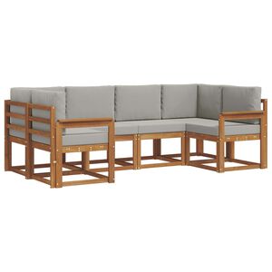 vidaXL Outdoor-Sofagarnitur mit Kissen 6 pcs Nat&uuml;rlich und Hellgrau