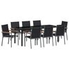 vidaXL Garten Essgruppe 9 pcs Schwarz Pulverbeschichteter Stahl