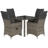 vidaXL 5-tlg. Garten-Essgruppe mit Kissen Grau Poly Rattan