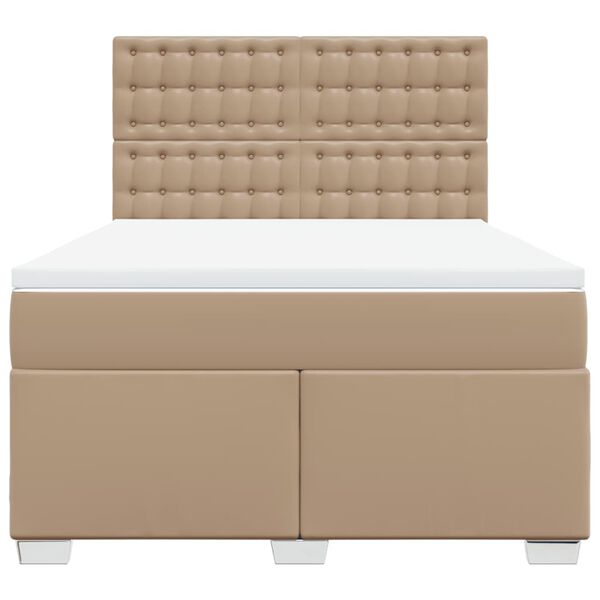 vidaXL Boxspringbett Matratze Cappuccino-Braun 140x190cm Kunstleder