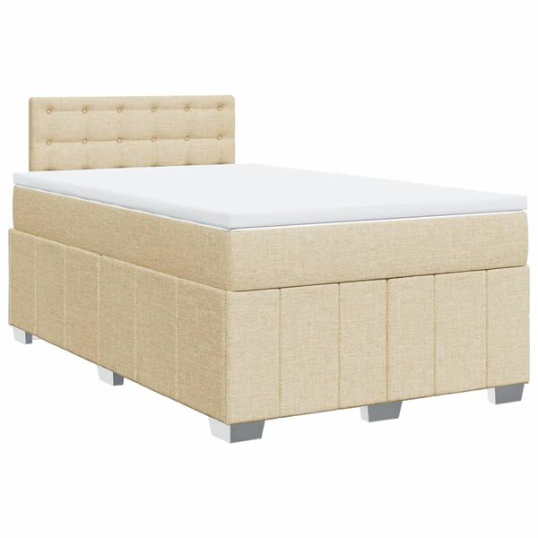 vidaXL Boxspringbett mit Matratze Creme 120x200 cm Stoff