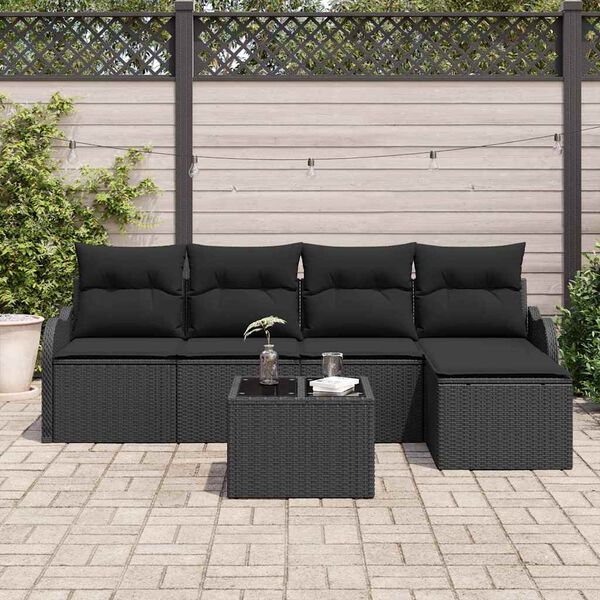vidaXL Gartensofa-set 6 pcs Schwarz Poly-Rattan