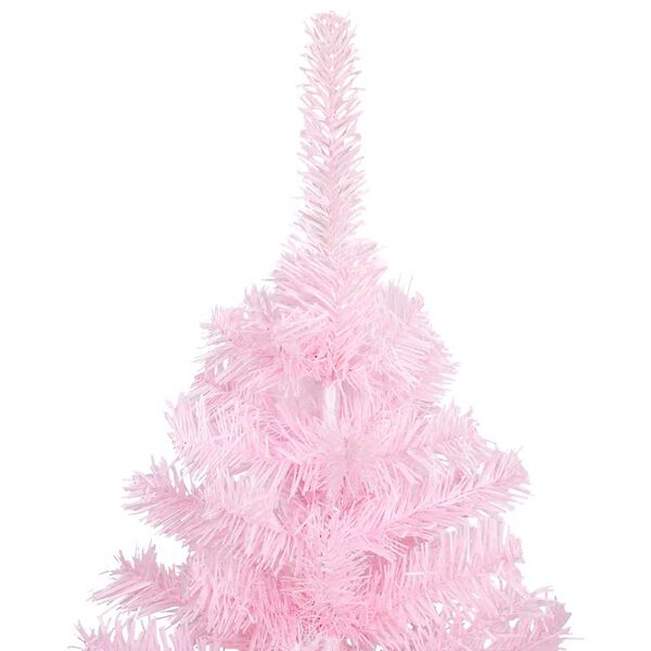 vidaXL K&uuml;nstlicher Weihnachtsbaum mit Beleuchtung & Kugeln Rosa 120cm