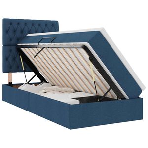 vidaXL Aufbewahrungsbett mit Matratze Blau 90 x 190 cm Stoff