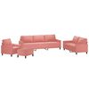 vidaXL 4-tlg. Sofagarnitur mit Kissen Rosa Samt