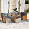 vidaXL 8-tlg. Garten-Sofagarnitur mit Kissen Beige Poly Rattan Akazie