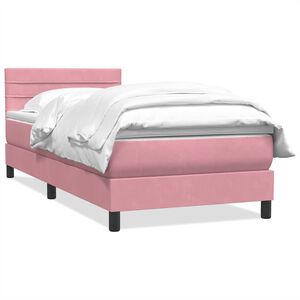 vidaXL Boxspringbett mit Matratze Rosa 90x220 cm Samt