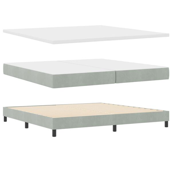 vidaXL Boxspringbett mit Matratze Hellgrau 200 x 200 cm Samt