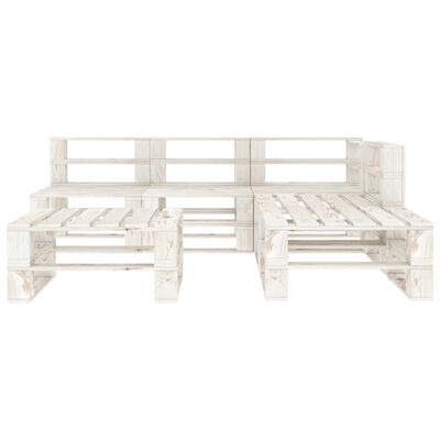 vidaXL 6-tlg. Garten-Lounge-Set aus Paletten Holz Weiß