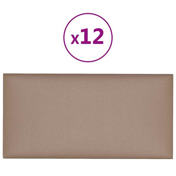 vidaXL Wandpaneele 12 Stk. Cappuccino-Braun 30x15cm Kunstleder 0,54 m²