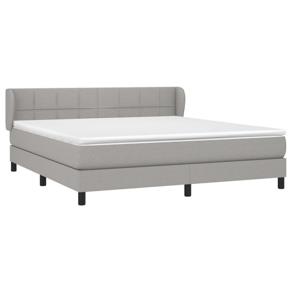 vidaXL Boxspringbett mit Matratze Hellgrau 180x200 cm Stoff