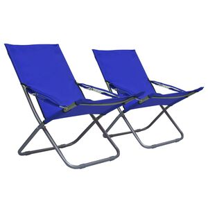 vidaXL Klappst&uuml;hle, 2 St&uuml;ck, Stoff, blau