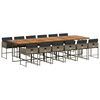 vidaXL 13-tlg. Garten-Essgruppe mit Kissen Grau Poly Rattan