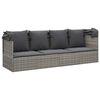 vidaXL Outdoor-Loungebett mit Dach und Kissen Grau Poly Rattan