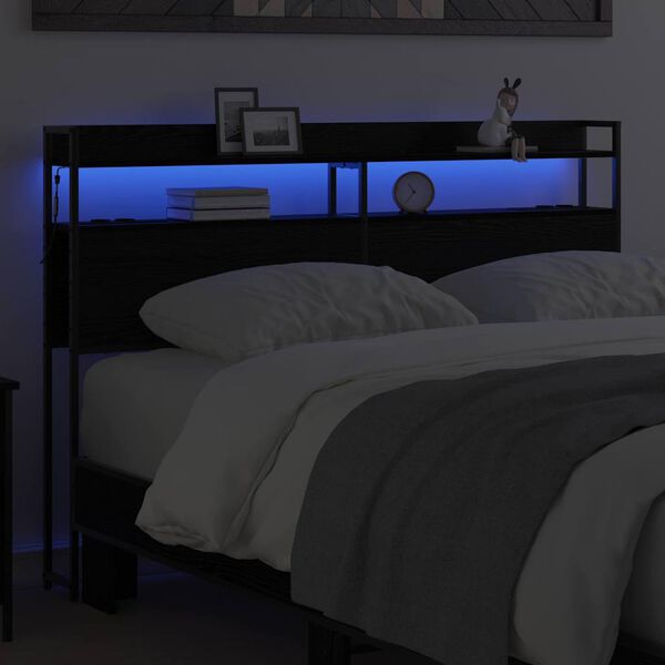 vidaXL Aufbewahrungskopfteil Schwarz Eichen-Optik 150 cm Holzwerkstoff