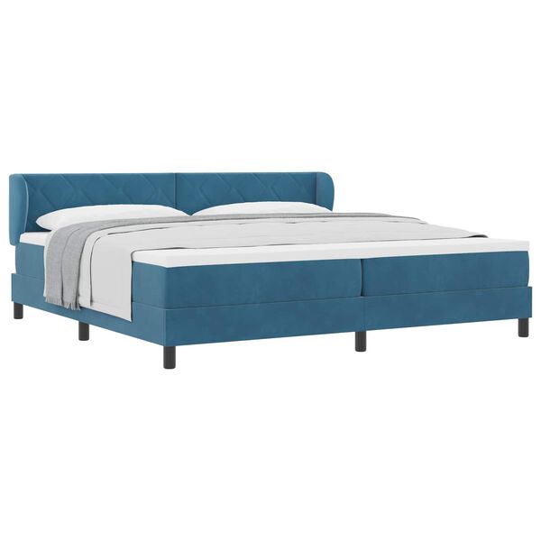 vidaXL Boxspringbett mit Matratze Dunkelblau 200 x 200 cm Samt