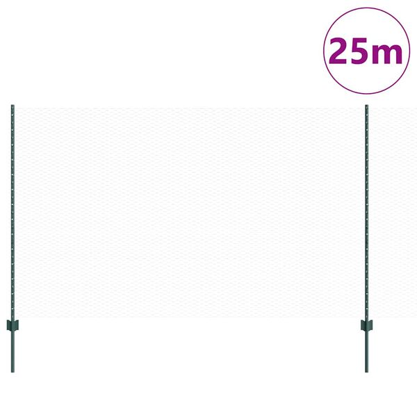 vidaXL Zaun mit Pfosten Gr&uuml;n 1,4 x 25 m Stahl