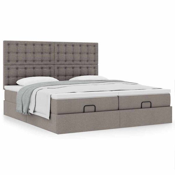 vidaXL Ottoman-Bett mit Matratzen Taupe 160x200 cm Stoff