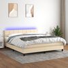 vidaXL Boxspringbett mit Matratze & LED Creme 180x200 cm Stoff