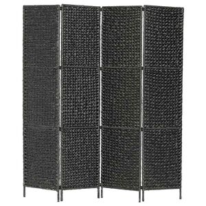 vidaXL 4-teiliger Paravent Schwarz 154&times;160 cm Wasserhyazinthe