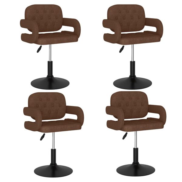 vidaXL Esszimmerst&uuml;hle 4 Stk. Drehbar Braun Stoff