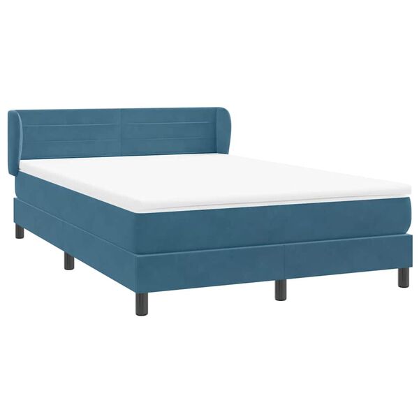vidaXL Boxspringbett mit Matratze Dunkelblau 140x210 cm Samt