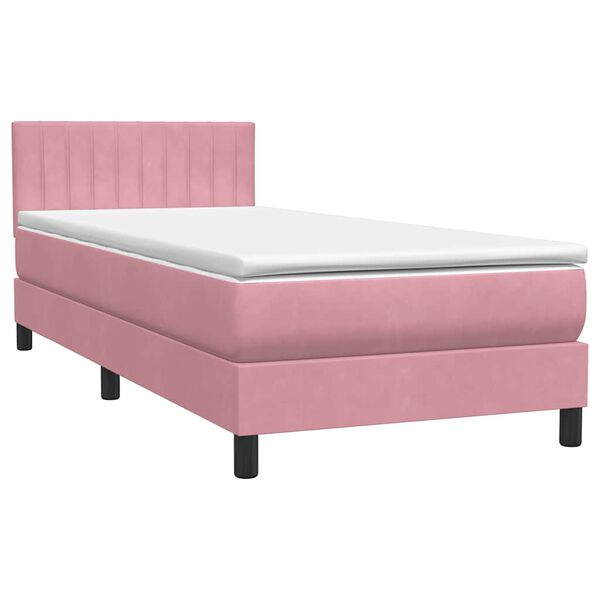 vidaXL Boxspringbett mit Matratze Rosa 80x210 cm Samt