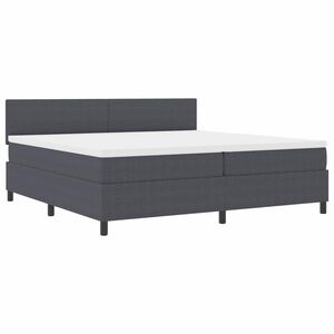 vidaXL LED Boxspringbett Dunkelgrau und Wei&szlig; 200 x 200 cm Cordstoff